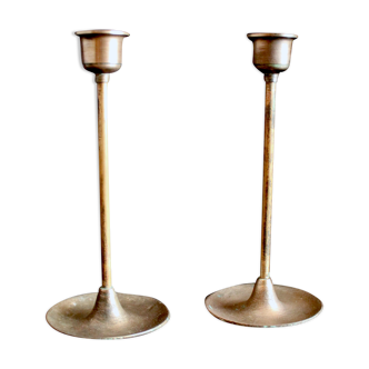 Pair of brass candle holders
