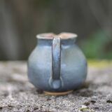 Blue glazed ceramic pitcher signed BB, vintage pitcher, small pitcher, cream pot, milk pot