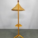Mid-Century Floor Lamp with Rattan Shade, Czechoslovakia, 1960s