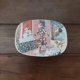 Antique metal box Columbine and Harlequin