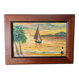 Tropical style sunset painting