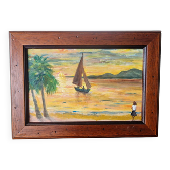 Tropical style sunset painting