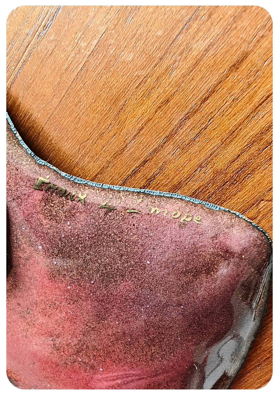 Vide-poche en émail sur cuivre, signé Emaux 4 Limoges, années 60