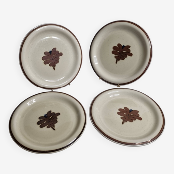 Set of 4 vintage plates in enameled stoneware with abstract decor "Thomas Germany", 26 cm