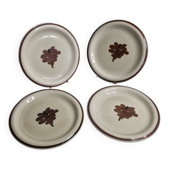 Set of 4 vintage plates in enameled stoneware with abstract decor "Thomas Germany", 26 cm