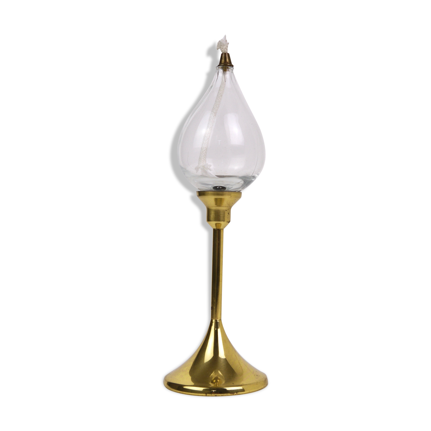 Oil lamp glass and brass by Freddie Andersen