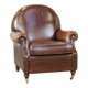 Sheep leather armchair on wheels