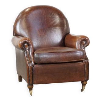 Fauteuil à roulettes en cuir de mouton
