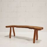 Brutalist solid wood bench, 1950