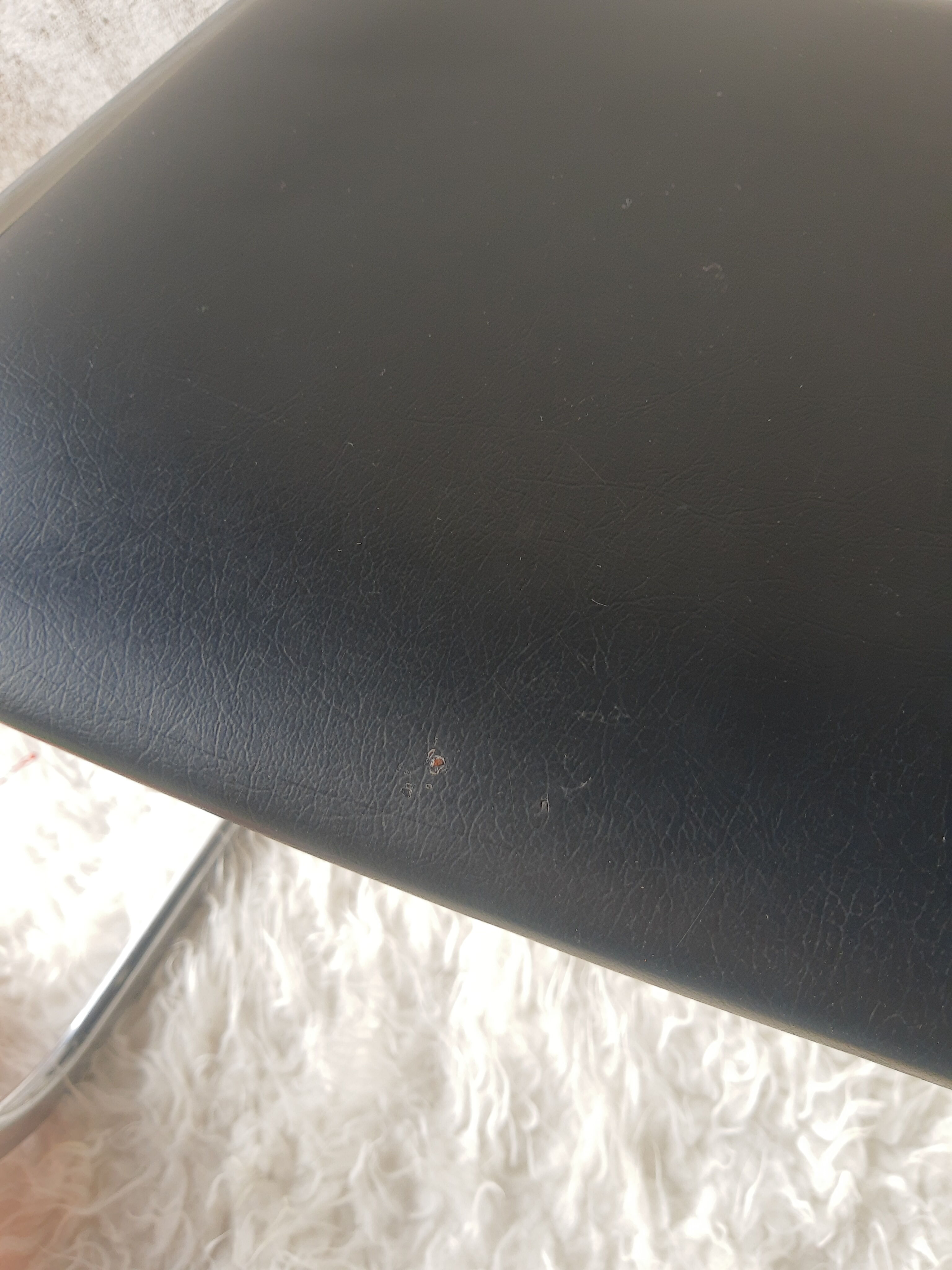 Vintage 70s black skai sled chair