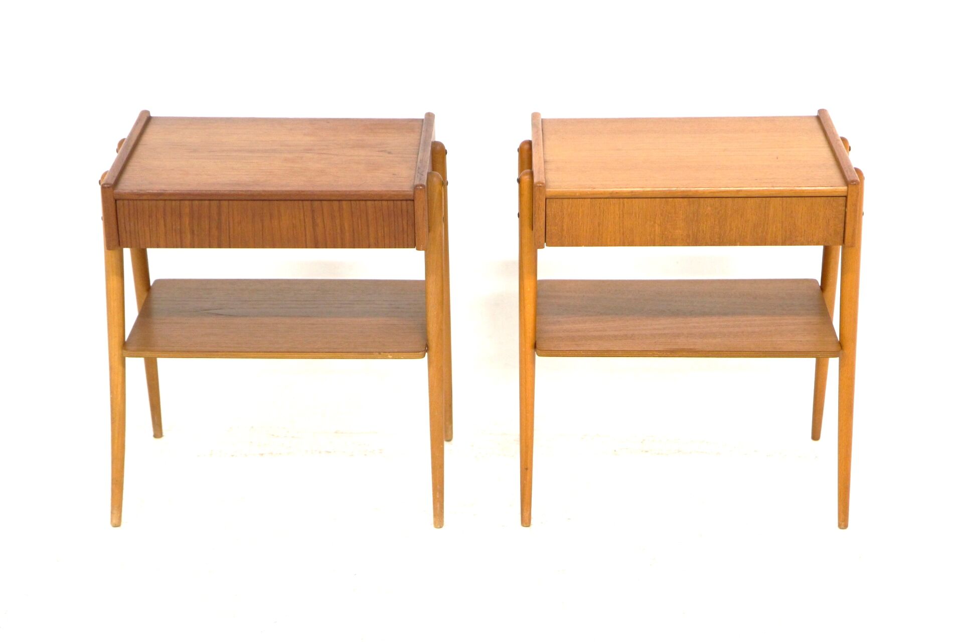 Set of 2 Scandinavian teak bedside tables, Carlström, Sweden, 1960
