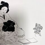 Two original ink and watercolor drawings signed Asia