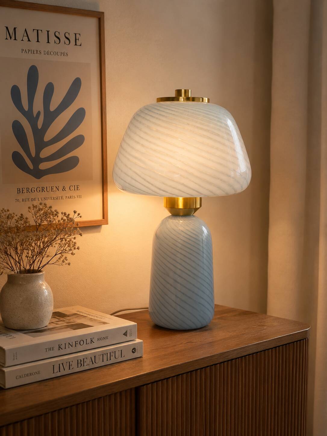 Blue glass Apollo lamp