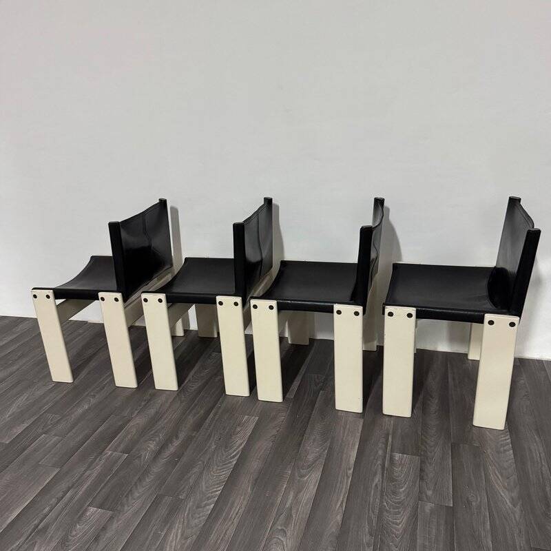 Monk Chairs attributed to Afra & Tobia Scarpa for Molteni&C, 1980s, Set of 4