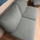 Banquette sofa circa 1970 blue fabric/yellow polka dots