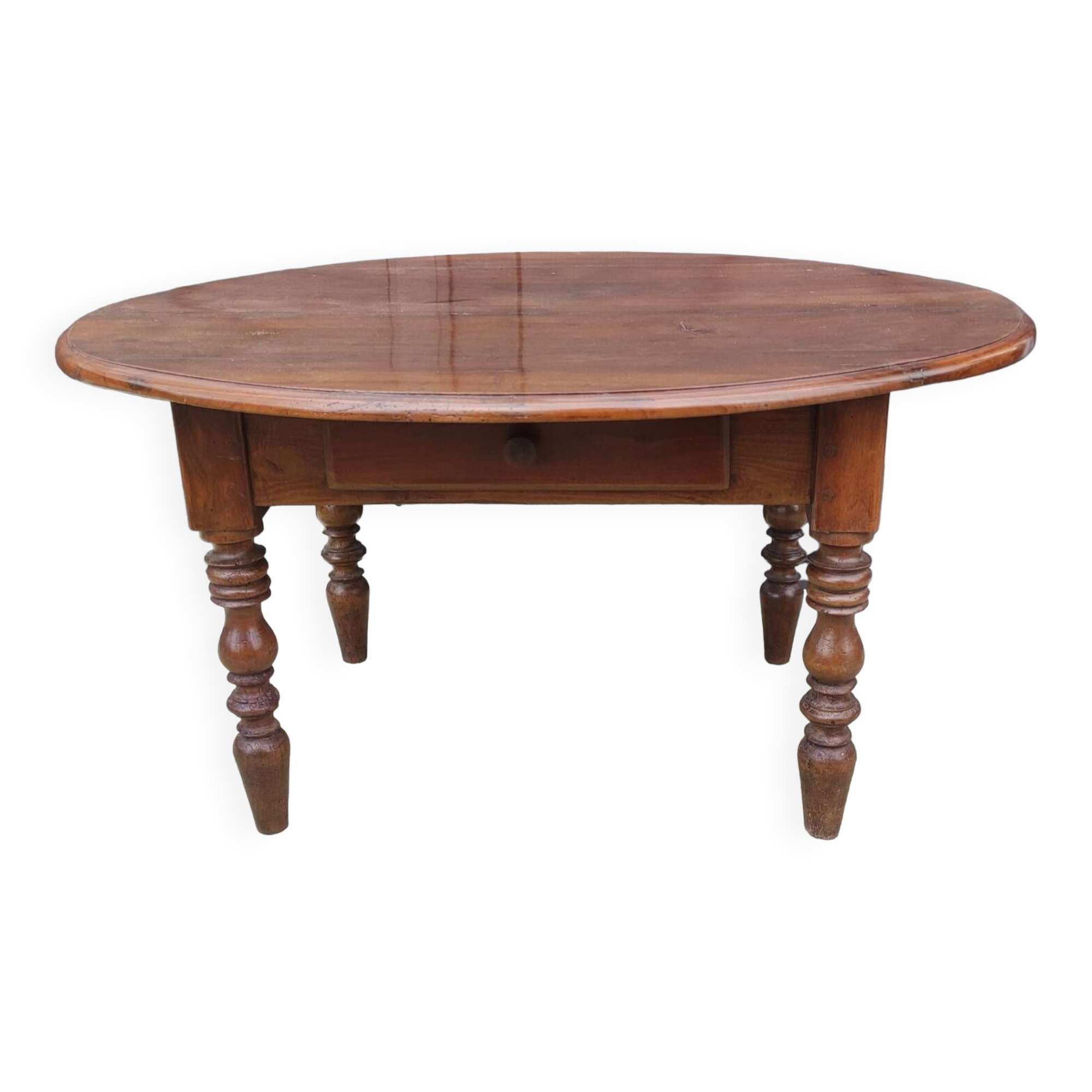 Old louis philippe oval coffee table 1 drawer