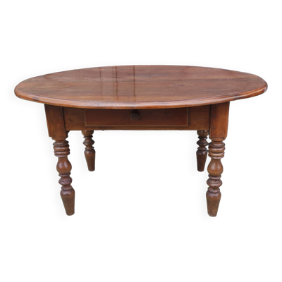 Ancienne table basse ovale louis philippe 1 tiroir
