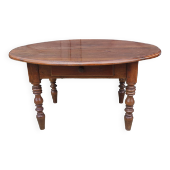 Ancienne table basse ovale louis philippe 1 tiroir