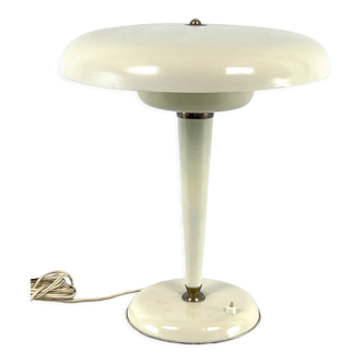 Mid-Century Italian Ministerial desk lamp in brass and ivory lacquer. Italy 1950s