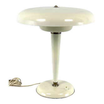Lampe de bureau en laiton et laque ivoire, Italie des années 1950