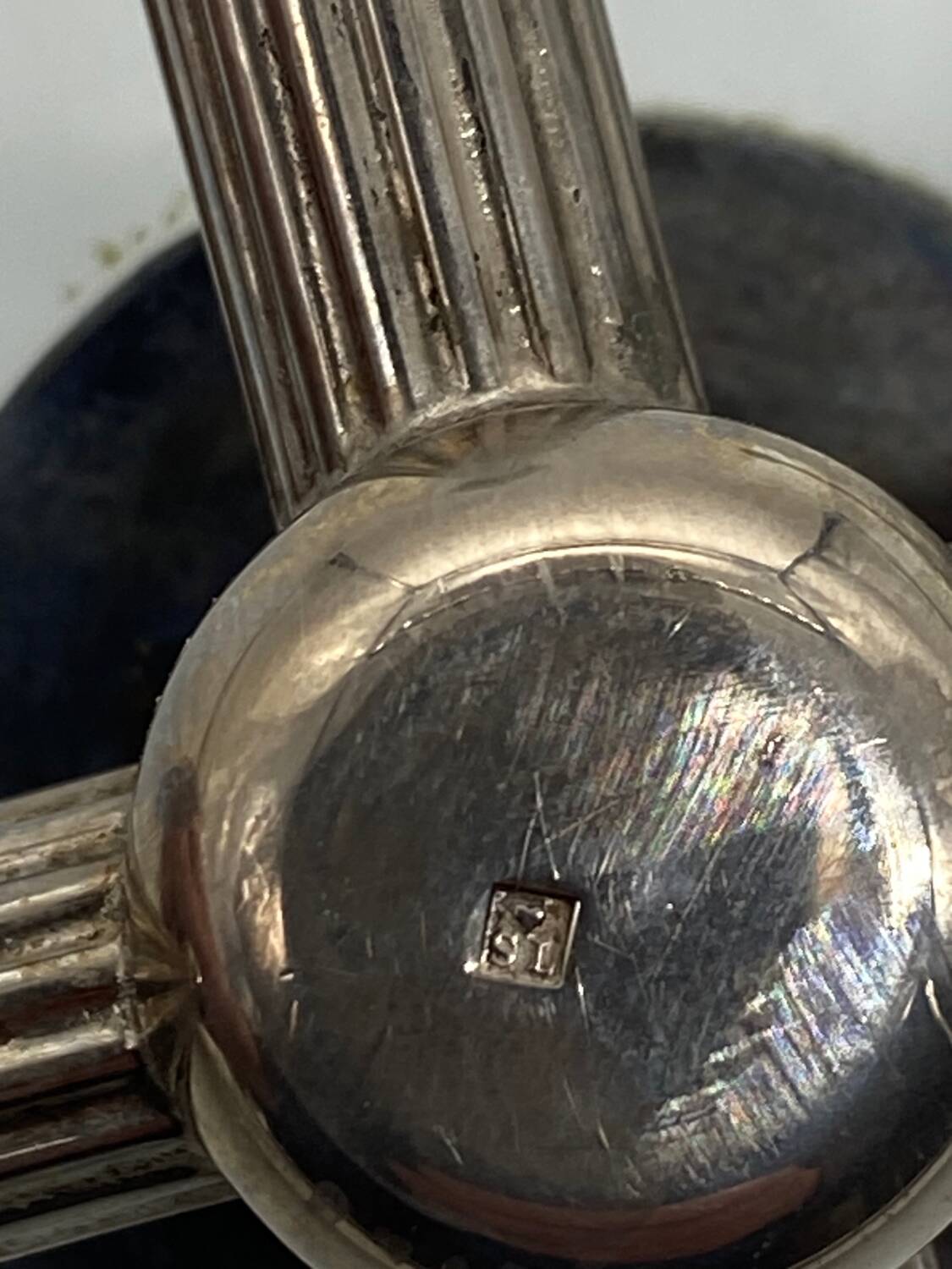 Vintage glass and silver metal presentation / service tray