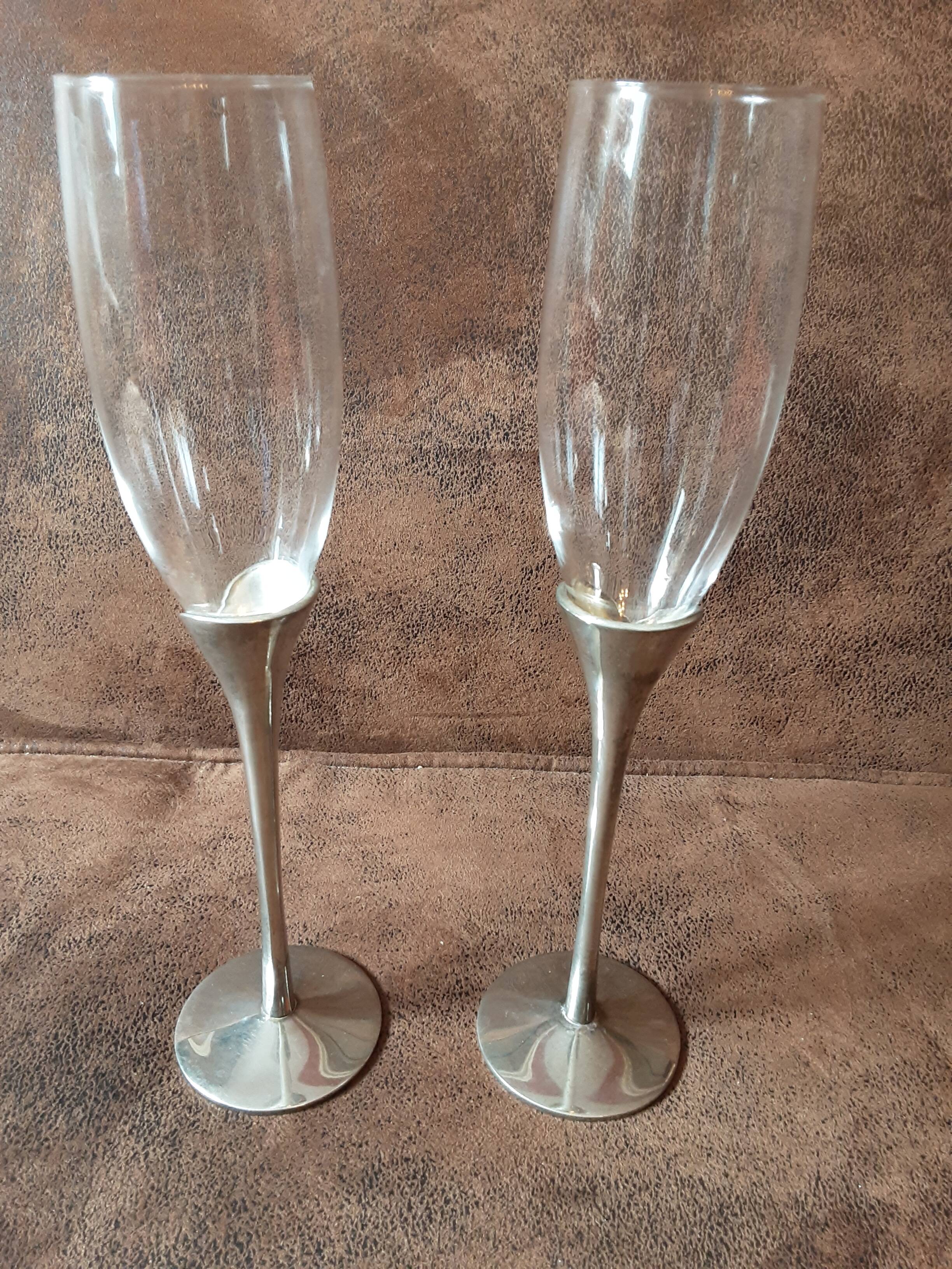 Set of 2 crystal champagne flutes