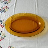 Plat de service ambre Duralex Made in France