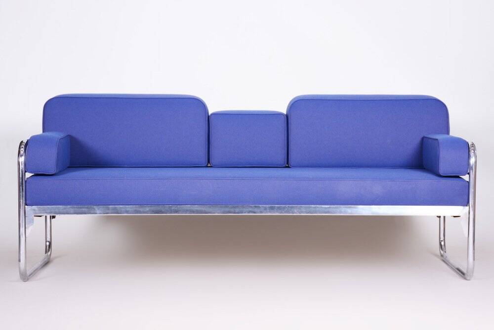Bauhaus Blue Sofa attributed to Hynek Gottwald, Czech, 1930s