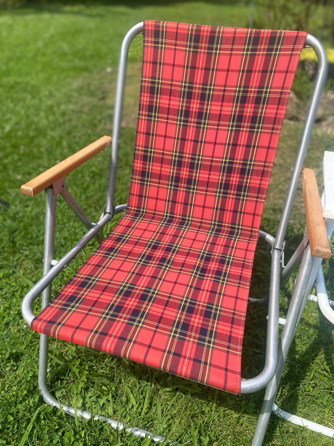 Checkered camping chair