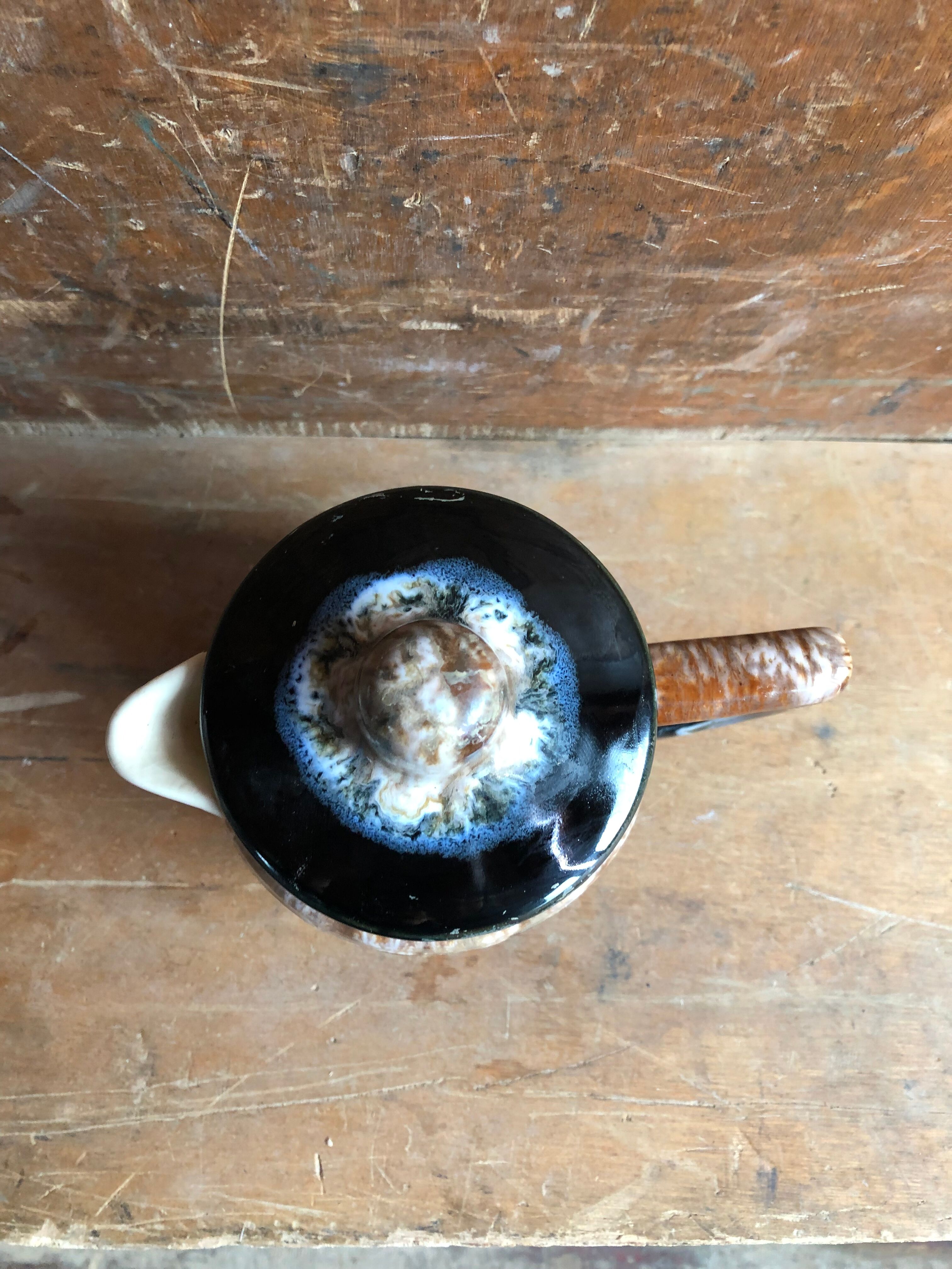 Old Pitcher Teapot + Anse Grès Flammés France Vintage