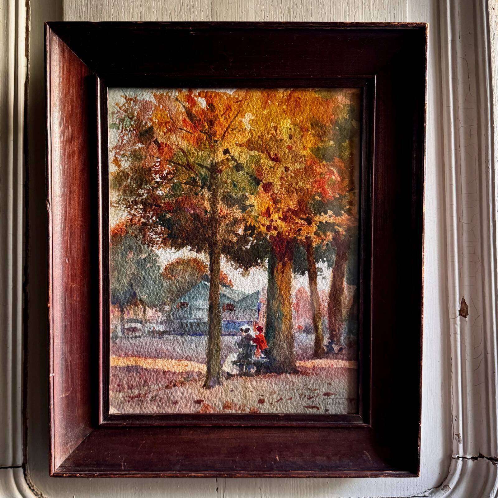 Watercolor on paper, Cours Saint-Pierre in Nantes, by Marcel Guérin