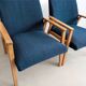 2 blue fabric armchairs, 1970s