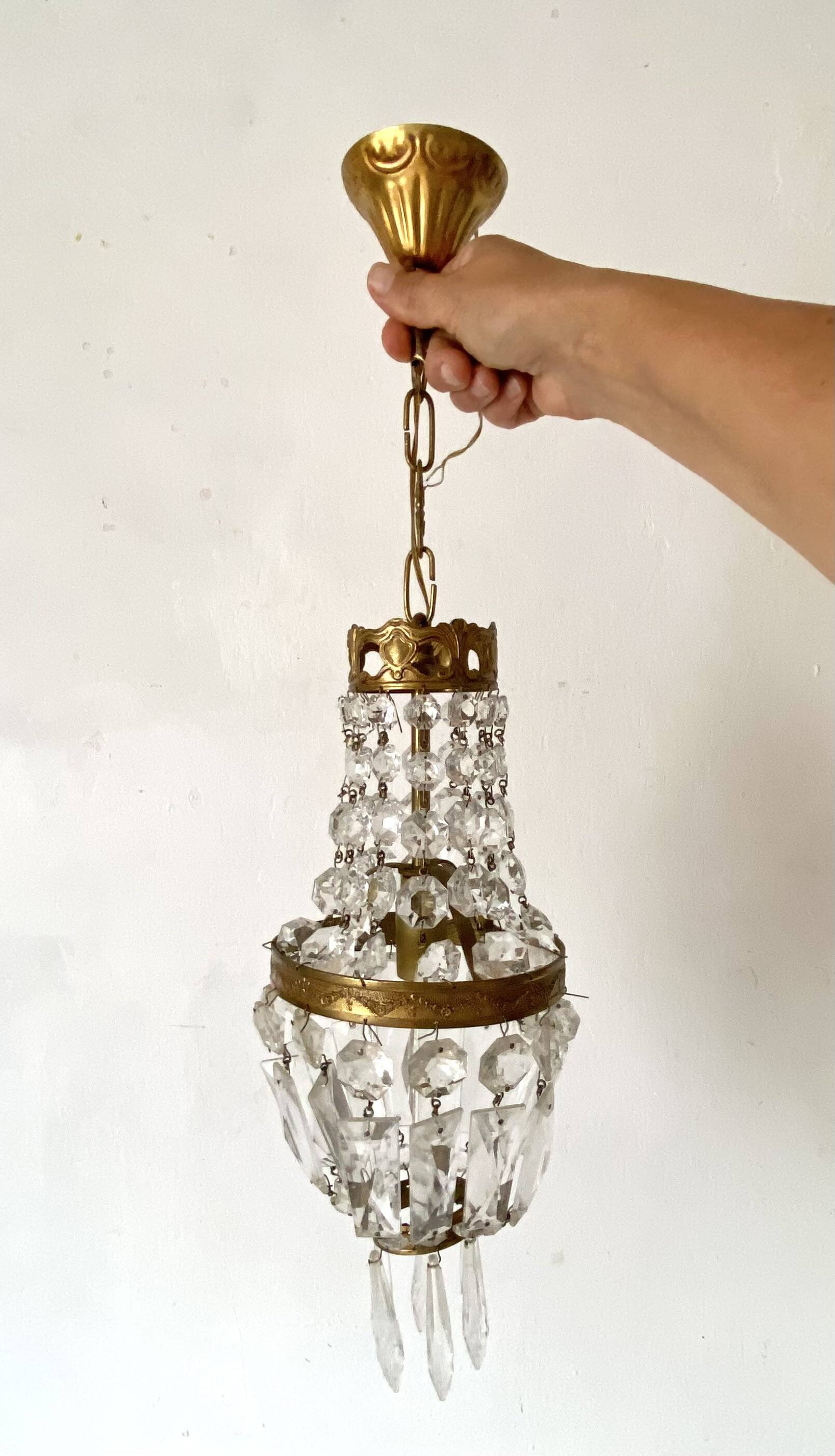 Lustre à pampilles montgolfière style empire