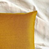 Yellow cotton piqué cushion 40 cm