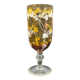 Vase in the shape of glass on shower stand, glazed painted glass 22.5 cm
