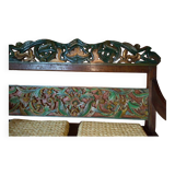 Indonesian carved and painted wooden bench