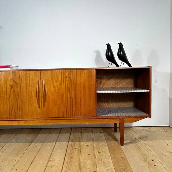 Teak sideboard with sliding doors, 1960s