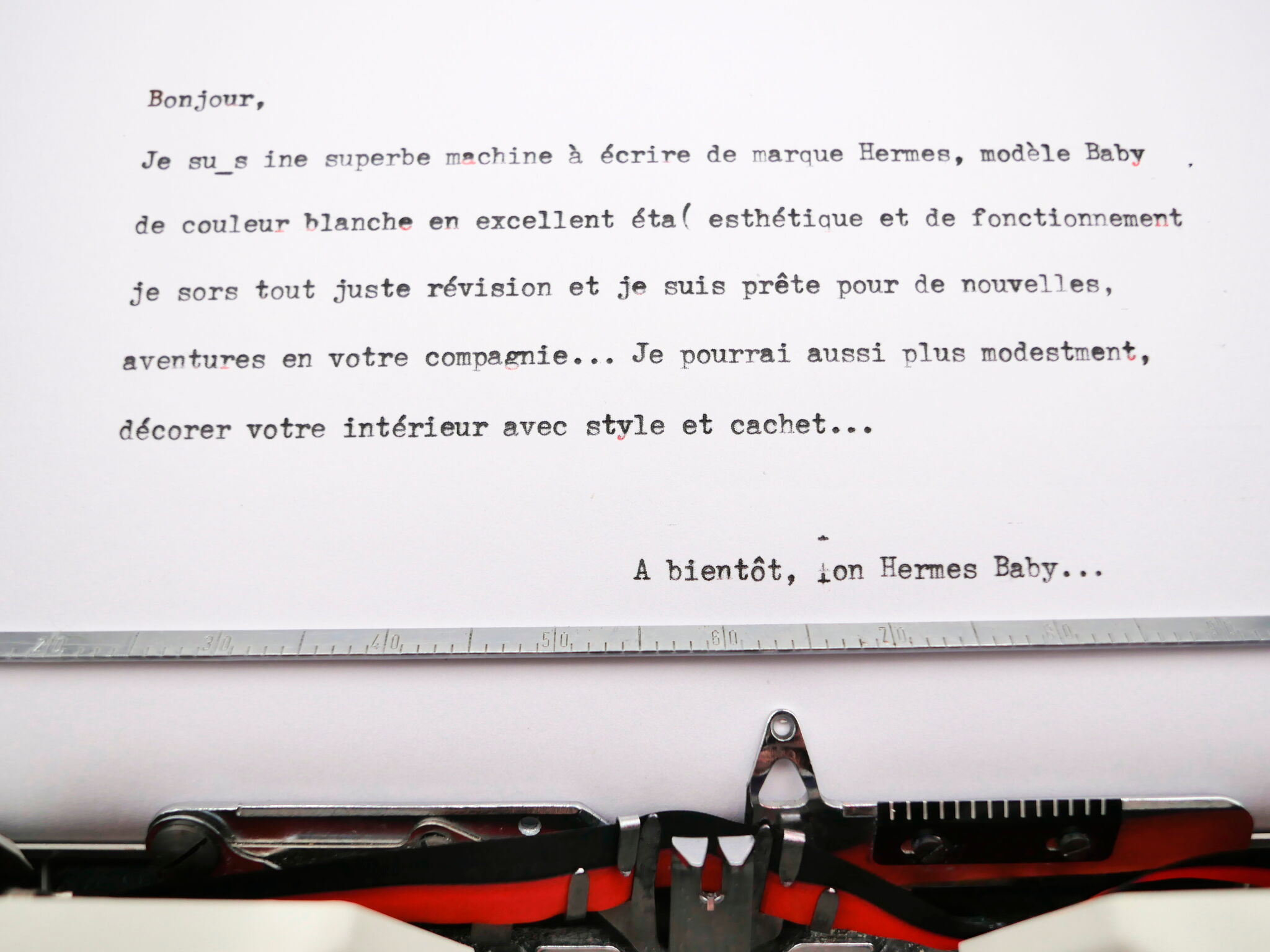 Hermes Baby New Revised White Typewriter