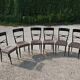 Set de 6 chaises salle à manger Mid Century laque noire peluche imprimé léopard