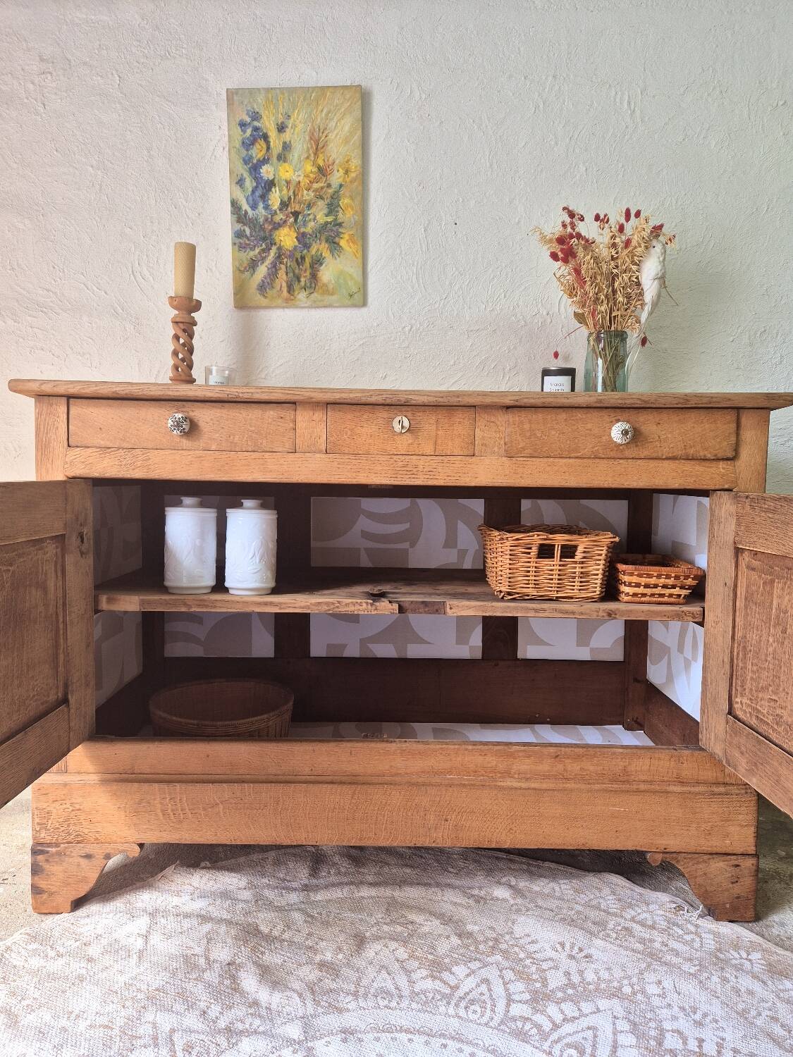 Vintage solid oak sideboard