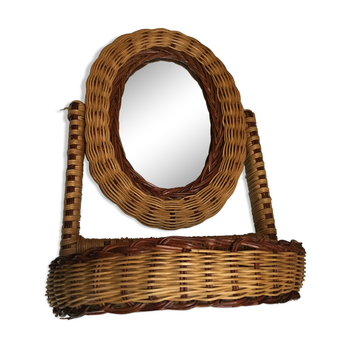 Table mirror in rattan 29 x 20 cm