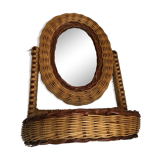 Table mirror in rattan 29 x 20 cm