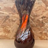 Antique vase vallauris ceramic art brown orange vintage