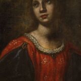 Peinture italienne antique du XVIIe siècle, Moïse sauvé des eaux.