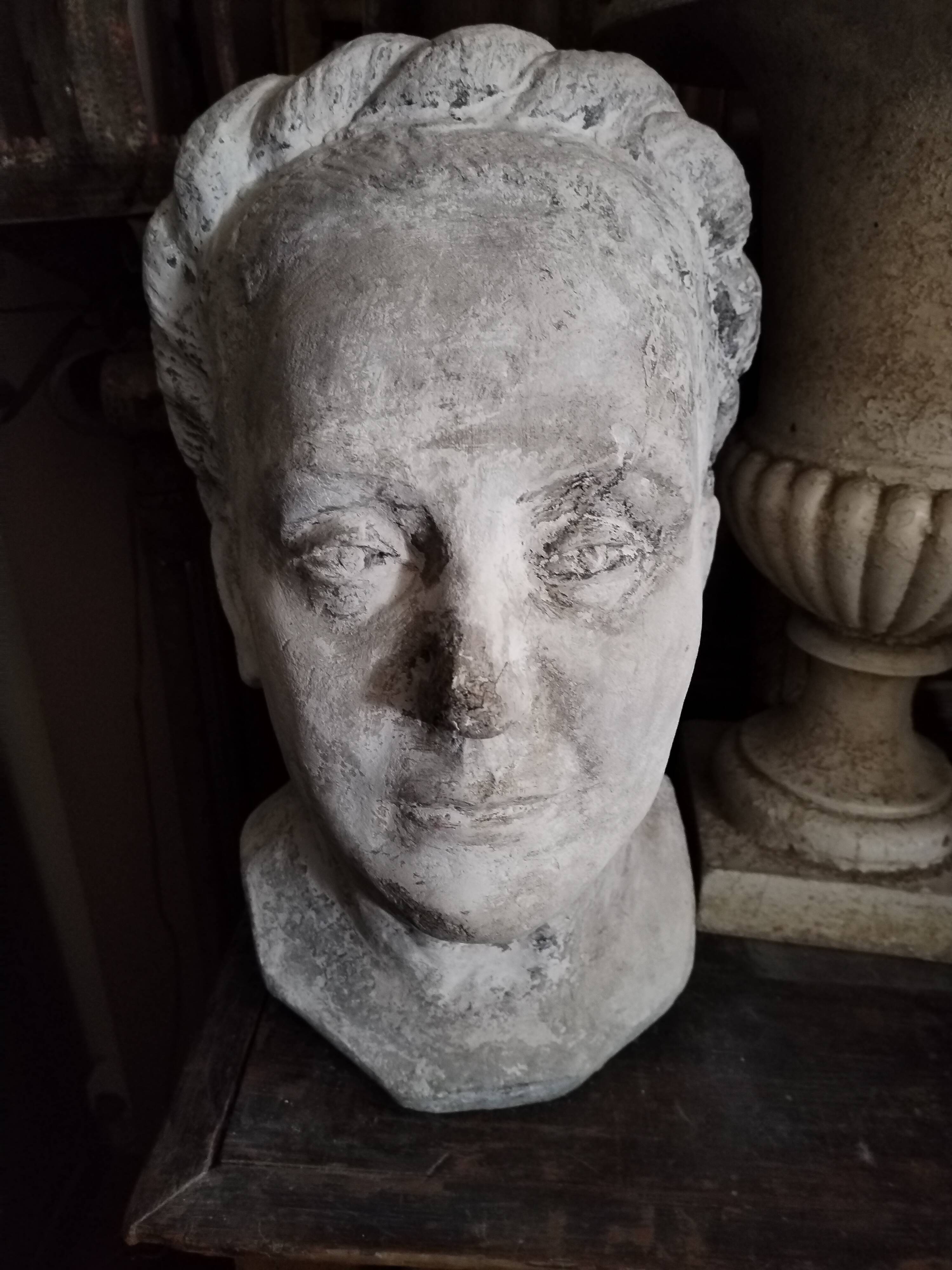 Large plaster bust of woman foot shower early 20th