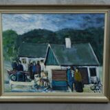 Kai christensen, scandinavian modern painting, 1960s, oil on canvas, framed