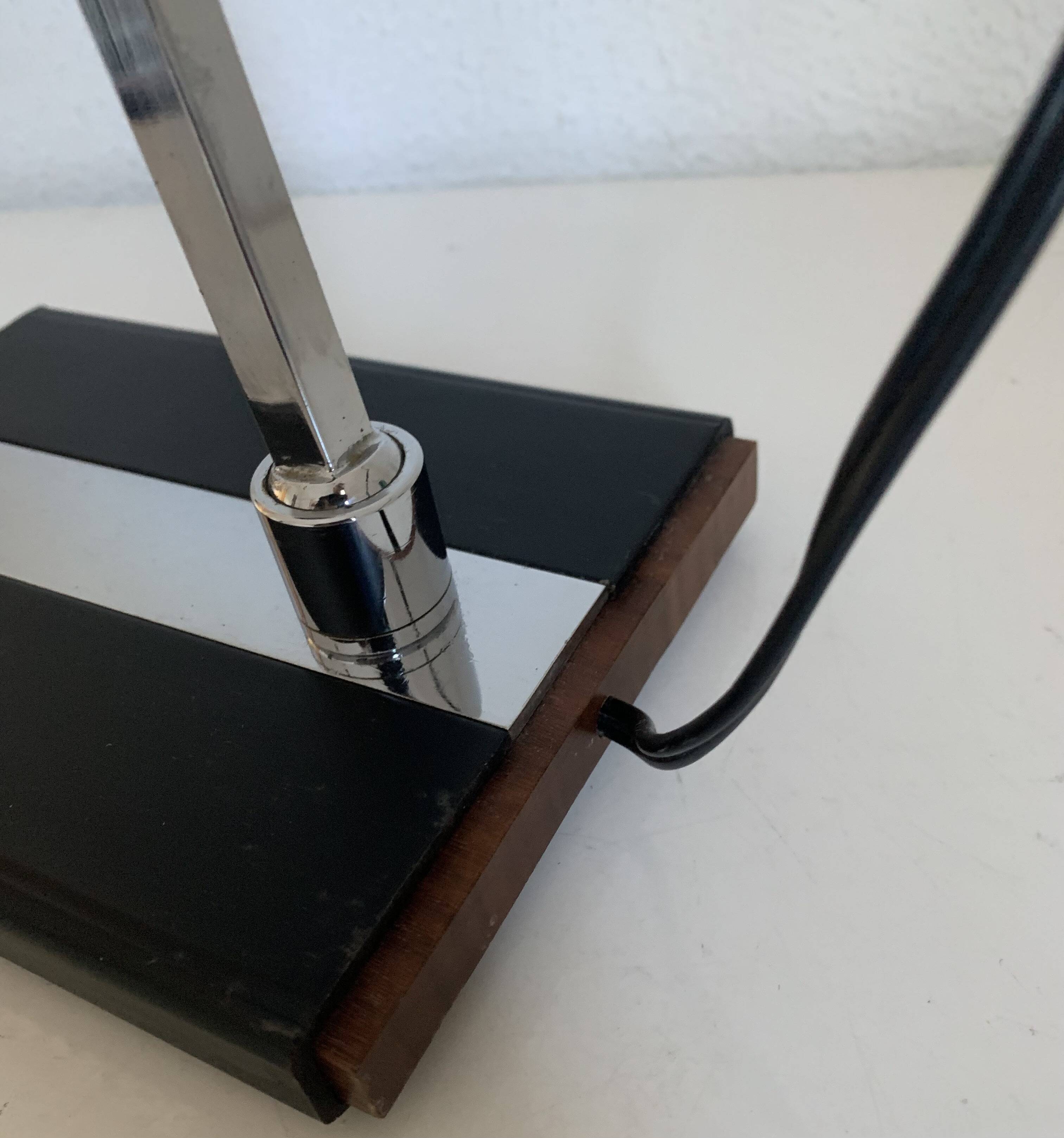 Large vintage 1960s black and wood eyeball design desk lamp - 50 cm