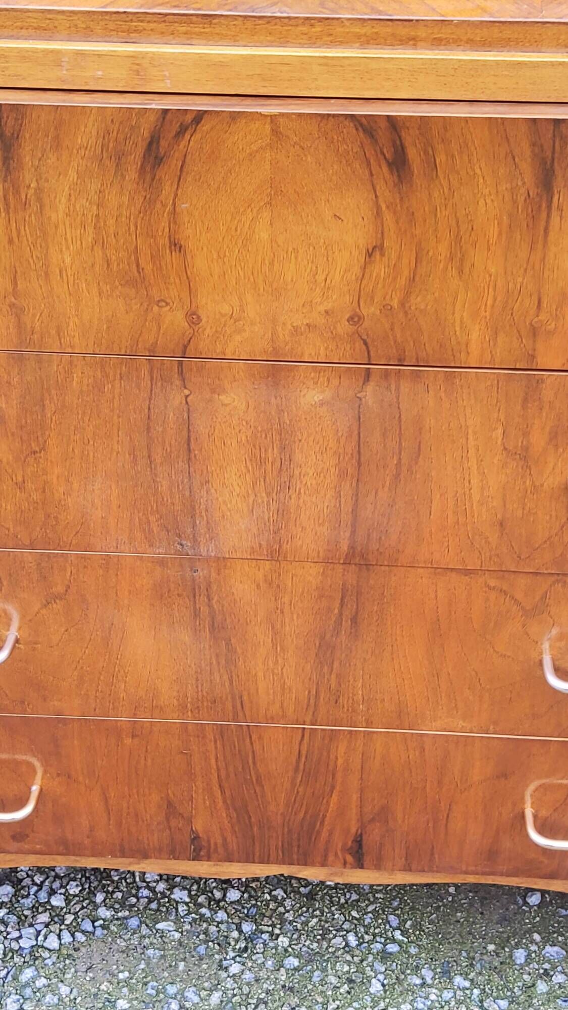 Vintage chest of drawers in walnut compass legs 4 drawers from the 1950s