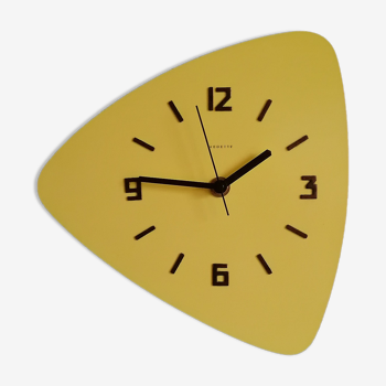 Formica vintage asymmetrical silent wall clock "Yellow Star"