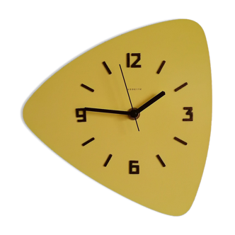 Formica vintage asymmetrical silent wall clock "Yellow Star"